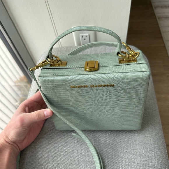 Brandon Blackwood Kendrick Trunk Green Lizard with Brass Hardware - Picture 4 of 9